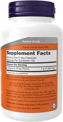 Vista 2 de Now Foods L-Arginina, 500 mg, 250 Cápsulas