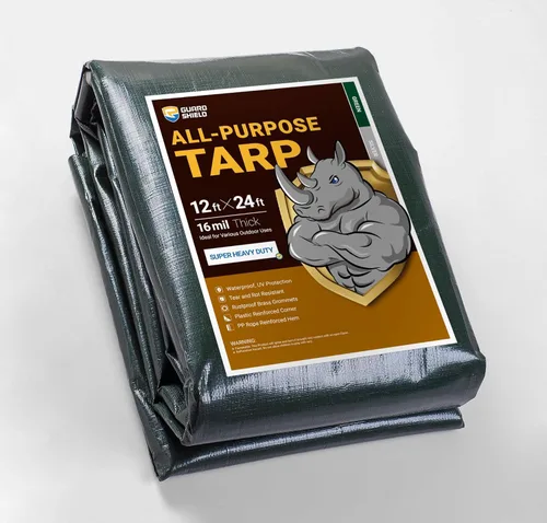 Vista 23 de GUARD SHIELD Lona de polietileno verde y plateado superresistente de 12 x 12 pies, impermeable, 5/8 pulgadas de grosor, resistente a los rayos UV