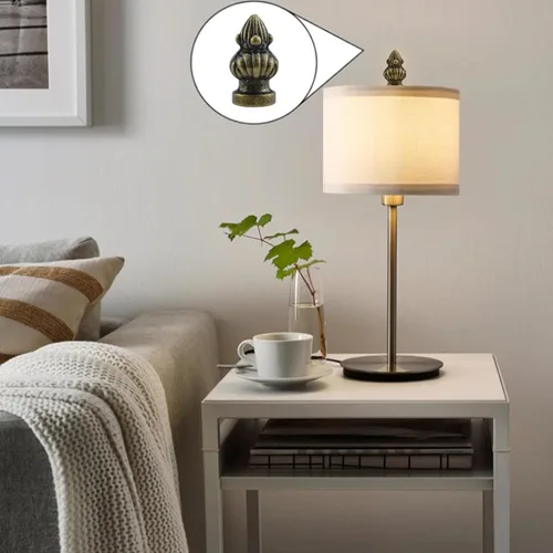 Vista 7 de Perilla de tapa de latón antiguo con perilla de acabado de lámpara retro con tornillo de doble rosca para pantalla de lámpara, se adapta tanto a 3/8