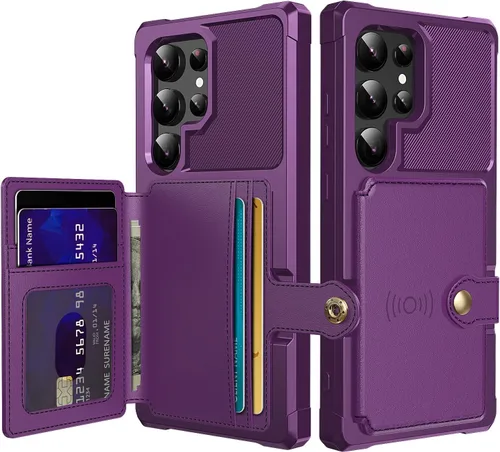 Vista 43 de Funda para Samsung Galaxy S23 Ultra con Portarjetas, Compatible con Soporte Magnético para Automóvil, Resistente a los Golpes de Servicio Pesado