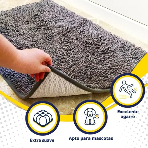 Vista 2 de Muddy Mat® - Tapete de microfibra superabsorbente para mascotas, antideslizante y lavable, de felpilla, secado rápido, para entrada, interior y Gris