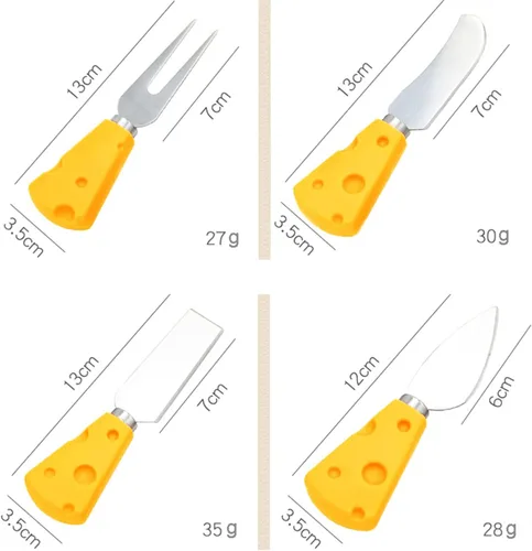 Vista 3 de Cuchillo de queso, juego de 7 cuchillos de queso para tabla de embutidos, cortador de cuchillos de queso, tenedor de quesos pequeños, juego