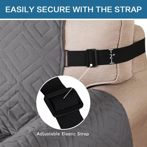 Vista 4 de H.VERSAILTEX Funda reversible para silla, protector de muebles antideslizante, resistente al agua, con correas elásticas de 2 pulgadas
