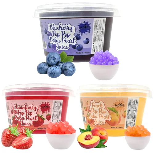 Vista 7 de Fusion Select 6 Sabores Variados Perlas Explosivas de Boba - Acompañamiento de Té de Frutas, Bocadillo Frutal