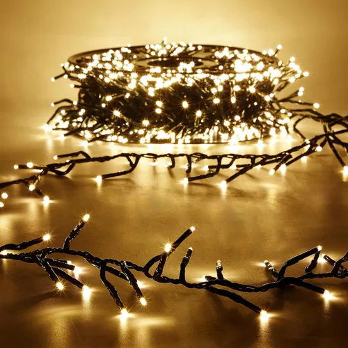 Vista 8 de Luces de Navidad blancas cálidas de 82 pies para exteriores con 8 modos, IP44 impermeable, enchufable, para árbol de Navidad, patio, jardín