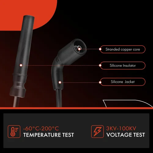 Vista 4 de A-Premium Juego de 4 cables de bujía de encendido compatibles con Chevrolet Aveo 2004-2008, Aveo5 2006-2008 y Daewoo Lanos 1999-2002 y Pontiac Wave