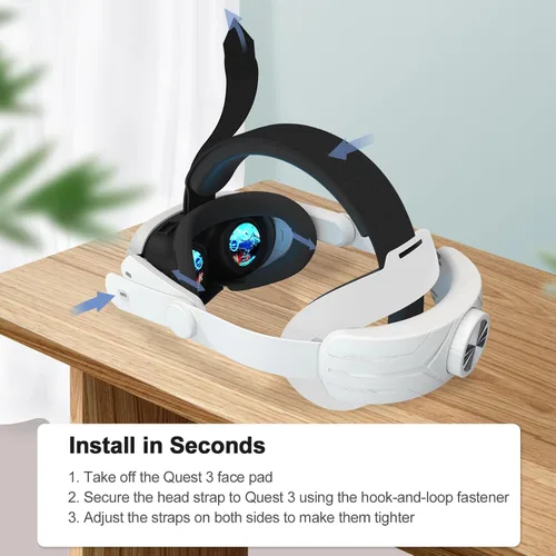 Vista 6 de Vakdon C1 Head Strap for Meta Quest 3 Accessories, Replacement for Meta Quest 3 Elite Strap with Removeable PU Sponge Pad