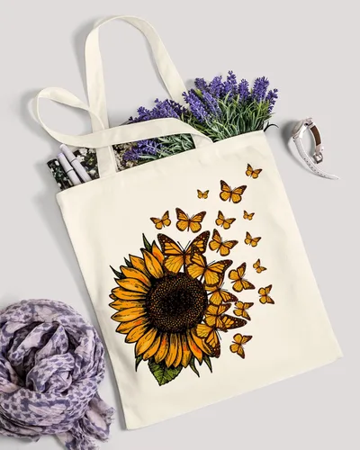 Vista 8 de AUSVKAI Bolsa de lona estética para mujer, lindas bolsas de algodón reutilizables de tela para ir de compras, playa, regalos de moda Gato