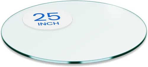 Vista 30 de Dulles Glass Mesa redonda de cristal de 26 pulgadas, templada, superficie de vidrio de 3/8 pulgadas de grosor, borde de lápiz seguro, multiusos