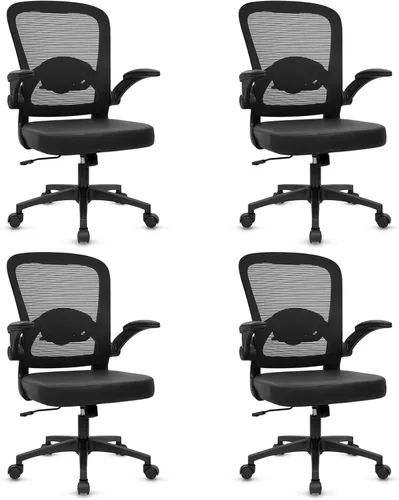 Vista 11 de KLASIKA Sillas de escritorio de oficina con ruedas, silla ergonómica de malla con soporte lumbar de altura ajustable, silla giratoria
