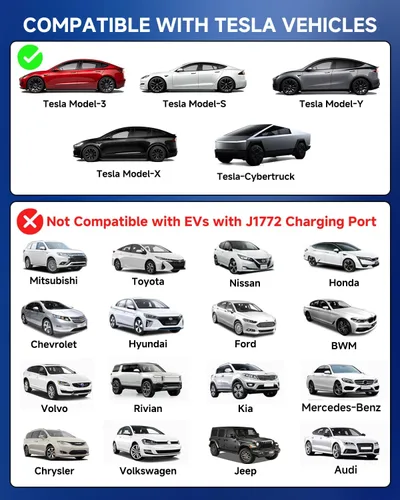 Vista 6 de Cable de extensión de cargador EV para cargador Tesla, 50 amperios, 21 pies, máx. 240V, 12kW, con enchufe NACS, cable de extensión EV para cargador