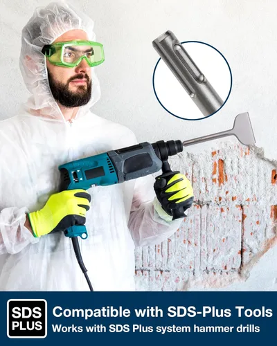 Vista 4 de SDS Plus cincel, Firecore - Brocas de eliminación de azulejos de 4 x 11 pulgadas para taladro de martillo giratorio SDS Plus, pala de acero