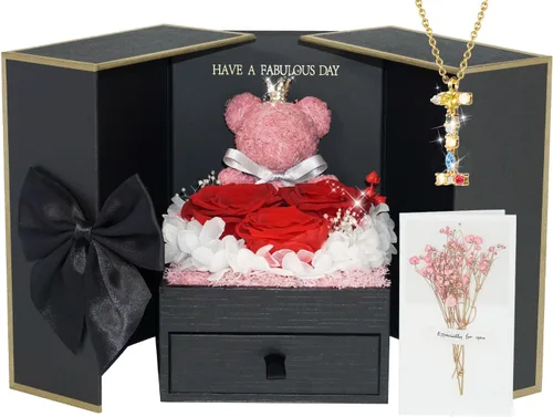 Vista 20 de ADDWel Regalos de Rosa Preservada para Ella - Rosa Real Única y Permanente con Collar "Te Amo" en 100 Idiomas, Regalos de Rosa Eterna para Mujeres