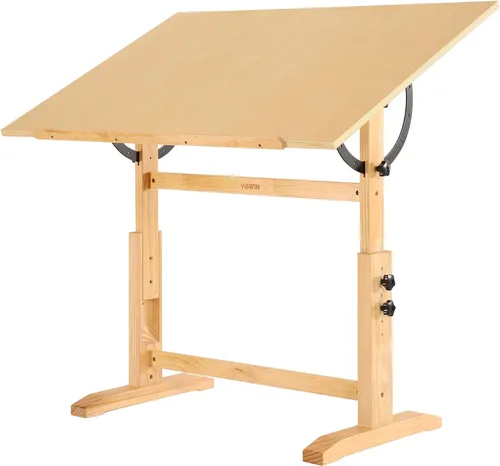 VISWIN Mesa de dibujo de madera para adultos, mesa de dibujo extragrande de 30 x 42 pulgadas con altura y ángulo ajustables para estudio de arte,