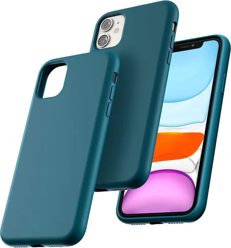 Vista 23 de TOCOL Funda delgada de silicona para iPhone 11 de 6.1 pulgadas, ajuste preciso, antideslizante, protección contra caídas, color negro