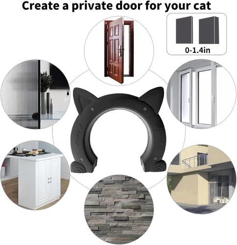 Vista 4 de Fhiny Puerta interior de puerta para gatos, puertas de gatitos sin solapa para pared, duraderas y fáciles de instalar, añade privacidad, puerta