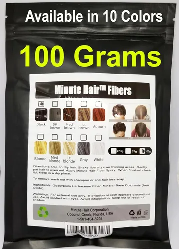 Fibras para restaurar el cabello 100 gramos (3.5 oz) Minute Hair Relleno para ocultar la pérdida de cabello que puedes utilizar para tus botellas de