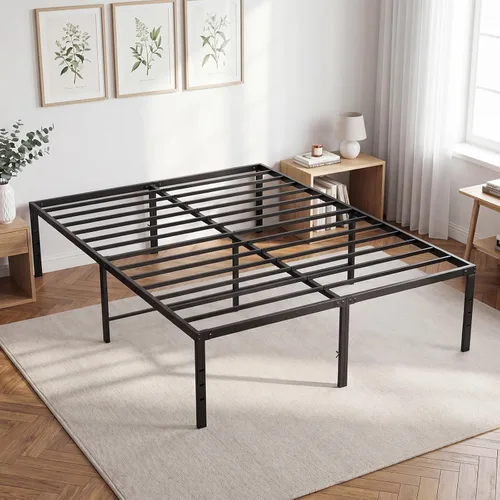 Vista 9 de DUMOS Base de cama de tamaño individual de 12 pulgadas, base de colchón de plataforma de metal con soporte de listones de acero, no necesita somier