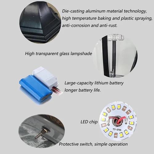 Vista 2 de Luces solares para exteriores, luz LED impermeable para paisaje, lámpara de linterna de ahorro de energía, para valla o patio (negro)