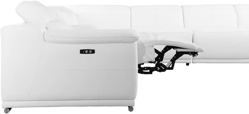 Vista 89 de BlackJack Furniture Venice - Sofá modular de cuero italiano de grano superior de 5 piezas con 3 reclinables eléctricos, reposacabezas ajustable