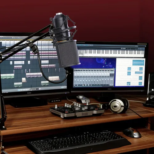 Vista 6 de Soporte para micrófono, con montaje flotante antivibración, con filtro de sonido y con enganche para micrófonos con diámetro de 1.81 pulgadas a 2.08