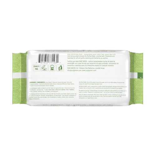 Vista 5 de Yugi Green Toallitas para bebé, sin perfume, compostables, biodegradables, a base de plantas, sin fragancia, para pieles sensibles y bebés, 1