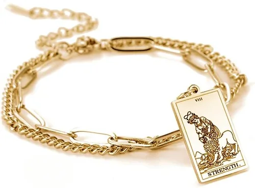 LIKGREAT Pulsera de cartas de tarot para mujeres y niñas, Astrología, Amuleto mágico de adivinación, Pulsera de cadena de doble capa, joyería de