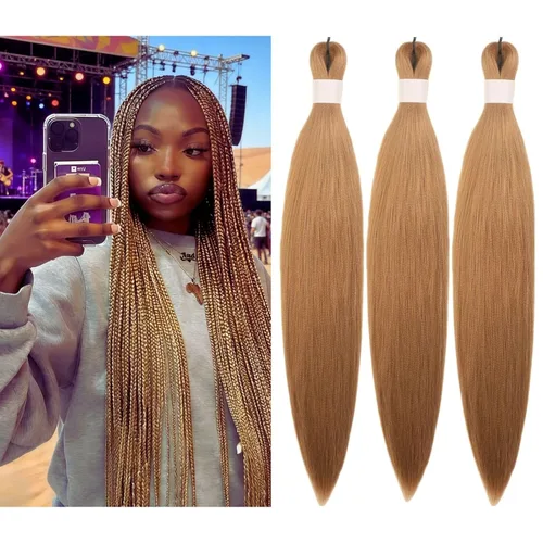 Vista 19 de Extensiones de Cabello para Trenzar Leticia Cabello Sintético Preestirado Yaki Cabello Ez para Trenzar