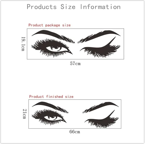 Vista 2 de Pegatinas de pared con pestañas de ojos grandes, calcomanías decorativas extraíbles de moda para dormitorio de niñas, murales decorativos (negro)