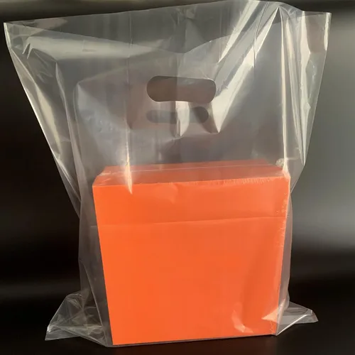 Vista 9 de Paquete de 100 bolsas de compras de plástico transparente de 15 x 18 pulgadas con asas, bolsas de plástico transparente para mercancía – Bolsas