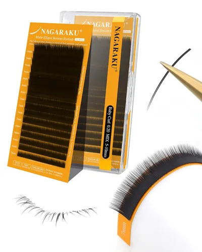 Vista 61 de NAGARAKU Extensiones de pestañas planas elípticas, SÉPTIMA GENERACIÓN SERIE AIRE Láseres de punta doble más ligeras y delgadas, pestañas planas