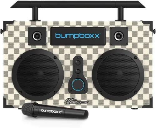 Vista 3 de Bumpboxx Bluetooth Boombox Ultra Plus Boombox retro con altavoz Bluetooth Incluye batería de litio recargable, correa de transporte y micrófono