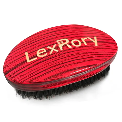 Vista 7 de Cepillo de Ondas Curvado 360 para Hombres - Cepillos para Ondas de Palma de Dureza Media - Hecho con Mezcla de Haya Cepillo de Cerdas de Jabalí Negro