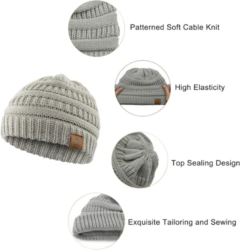 Vista 2 de Durio - Suave y cálido gorro tejido de punto para bebés Gorros de invierno para niños y niñas