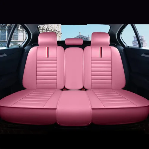 Vista 3 de Juego completo de fundas de asiento de automóvil para 6 fundas de asiento delantero y trasero de cuero para asientos delanteros y traseros, 5