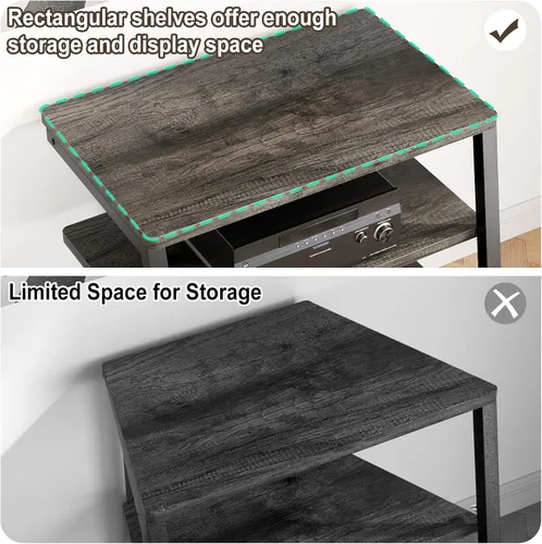 Vista 6 de Armocity Soporte multimedia AV de 4 niveles con regletas de alimentación, soporte estéreo con luces LED, torre de audio en rack con estantes