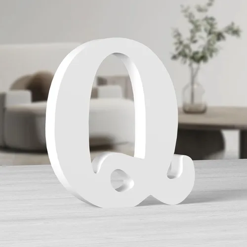 Vista 18 de AOCEAN Letras de madera grandes blancas de 10 pulgadas, letras de madera sin terminar para decoración de pared, letras decorativas de pie