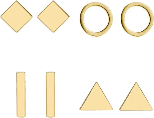 Aretes simples circulares tipo dormilona, juego de aretes minimalistas con figuras geométricas para mujer