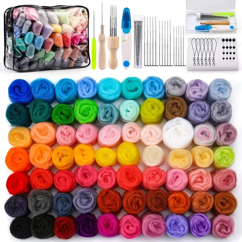 Vista 7 de SOCNITC Kits de fieltro de aguja de 45 colores para principiantes, suministros de fieltro de aguja con herramientas, kits de inicio de fieltro