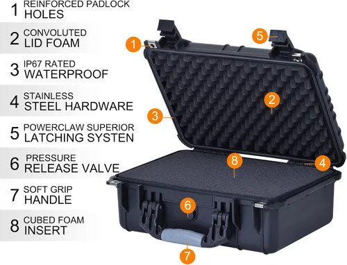 Vista 4 de MEIJIA Funda impermeable para cámara portátil para todo tipo de clima con espuma, apta para uso de drones, cámara, equipos, pistolas, 15.98 x 12.99