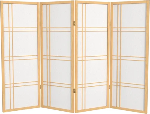 Vista 76 de Pantalla Shoji corta de doble cruz de 4 pies - Negro - 6 paneles