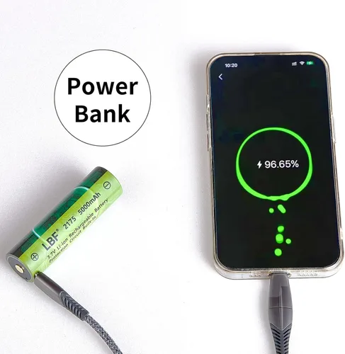 Vista 4 de LBF Botón superior de 3.7 V 5000 mAh (21 x 75 no 18 x 65) Batería recargable tipo C Circuito de protección de entrada/salida de gran capacidad