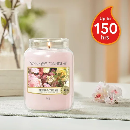 Vista 3 de Yankee Candle Vela perfumada en tarro grande, rosas recién cortadas, hasta 150 horas de tiempo de combustión