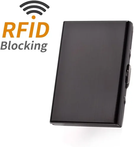 Vista 3 de EASTNIGHTS Tarjetero de acero inoxidable, funda para tarjetas de crédito, tarjetero de metal, soporte para tarjetas de identificación, billeteras