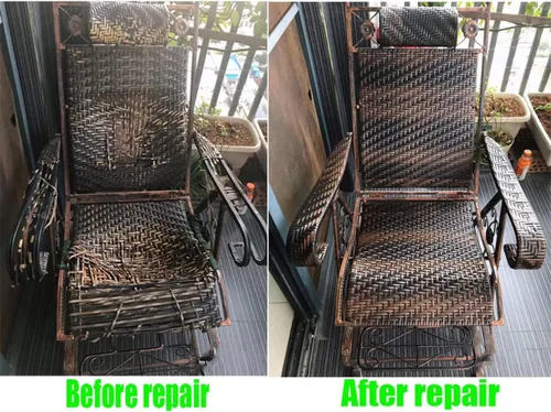 Vista 3 de Kit de reparación de ratán de plástico para muebles de mimbre 17.64 oz (196.9 ft) material de reparación de ratán sintético para cesta de mesa