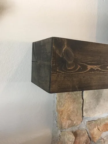 Estante rústico para chimenea con viga de madera flotante, hecho a mano, estilo granja