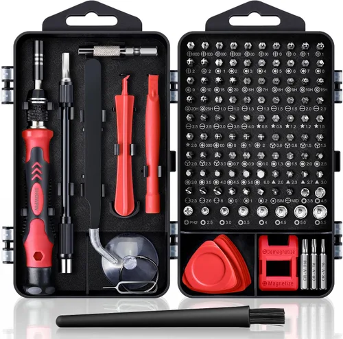 SHOWPIN - Juego de destornilladores de precisión, kit de destornilladores Rojo-122 piezas-1 paquete