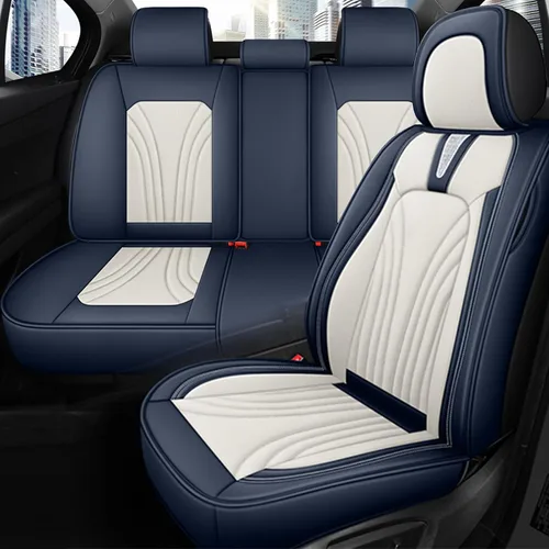 Vista 11 de Juego de fundas de asiento de automóvil para Honda Civic 2003-2025, piel sintética impermeable, compatible con bolsas de aire y protector de cojín