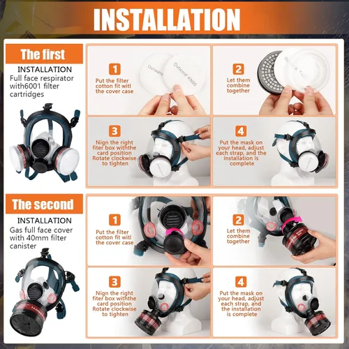 Vista 28 de Full face Respirator Mask - Gas Masks Survival Nuclear and Chemical with Activated Carbon Filter for Chemical Dust
