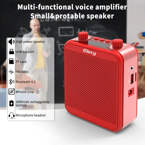 Vista 4 de Amplificador de voz, Giecy 30W 2800mAh Amplificador de voz personal recargable con micrófono y auriculares, altavoz portátil para múltiples